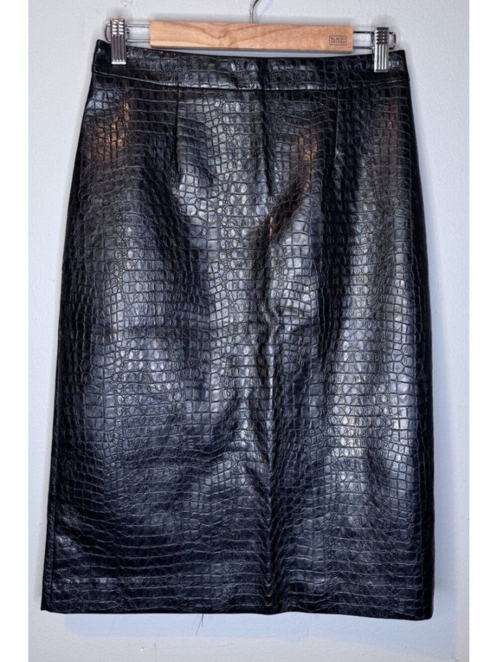 ModCloth Faux Leather Black Pencil Skirt Size 6 New